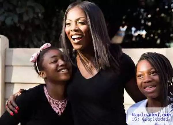 Photos: Tiwa Savage visits young female victims of child trafficking in Johannesburg